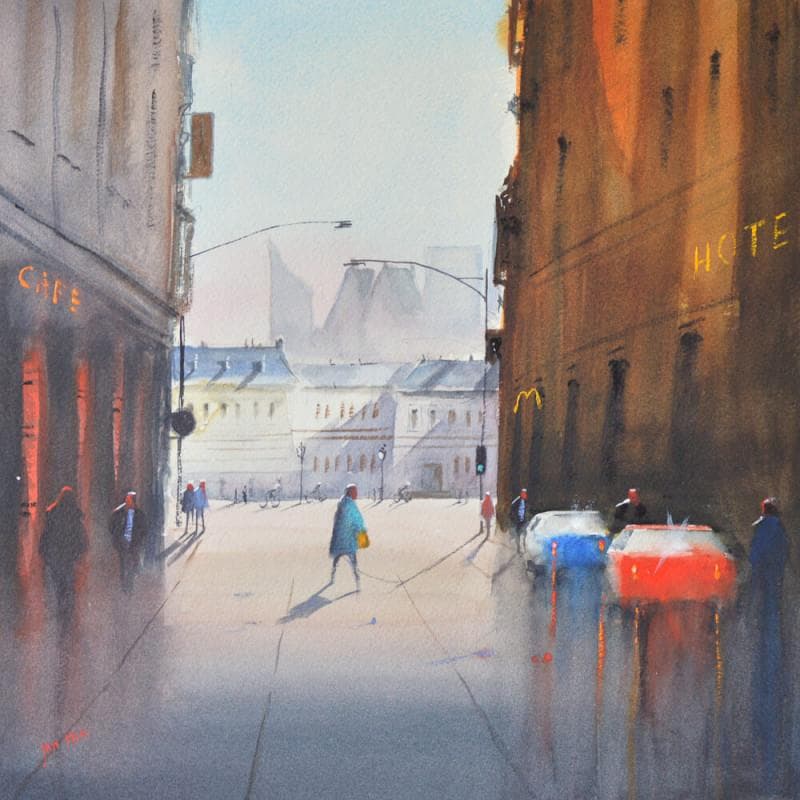 Painting Shopping by Min Jan | Painting Figurative Watercolor Urban
