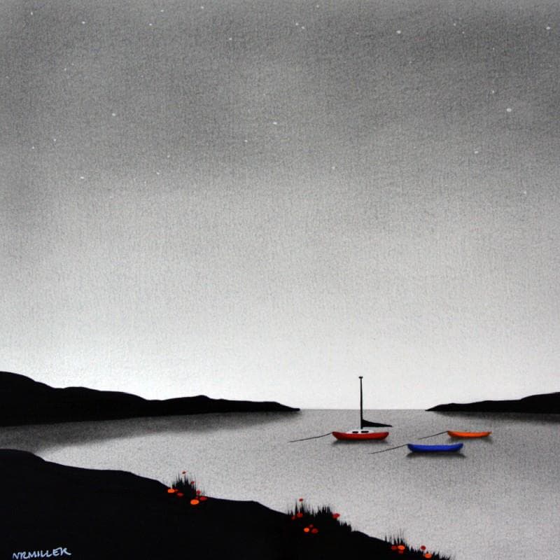 Peinture Anchors away 1 par Miller Natasha | Tableau Figuratif Mixte minimaliste noir & blanc