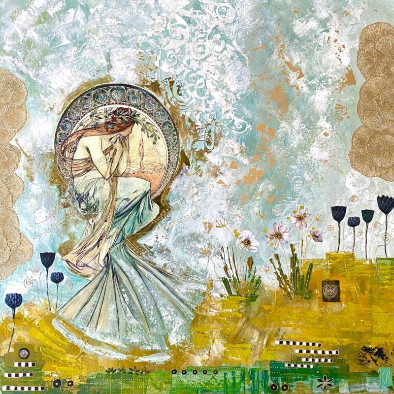 Peinture Les songes de l'aube  par Romanelli Karine | Tableau Figuratif Collage Paysages, scènes de vie
