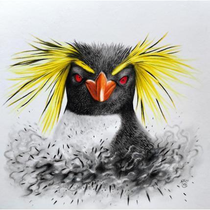 Painting Gorfou doré by Benchebra Karim | Painting Figurative Charcoal Animals, Life style, Nature, Pop icons
