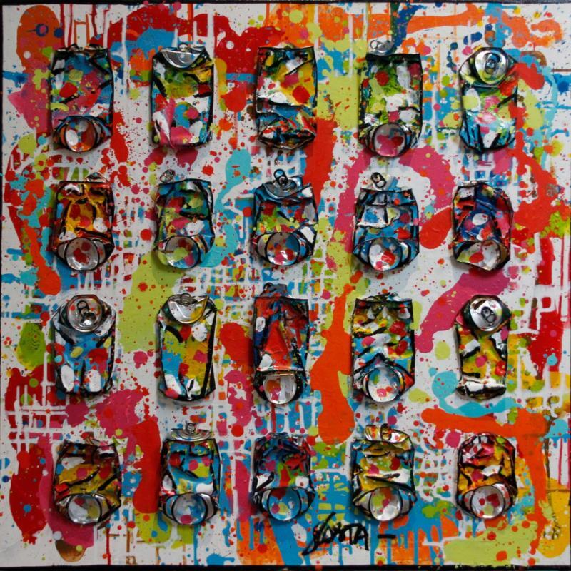 Gemälde MOVE ! von Costa Sophie | Gemälde Pop-Art Acryl Collage Posca Upcycling