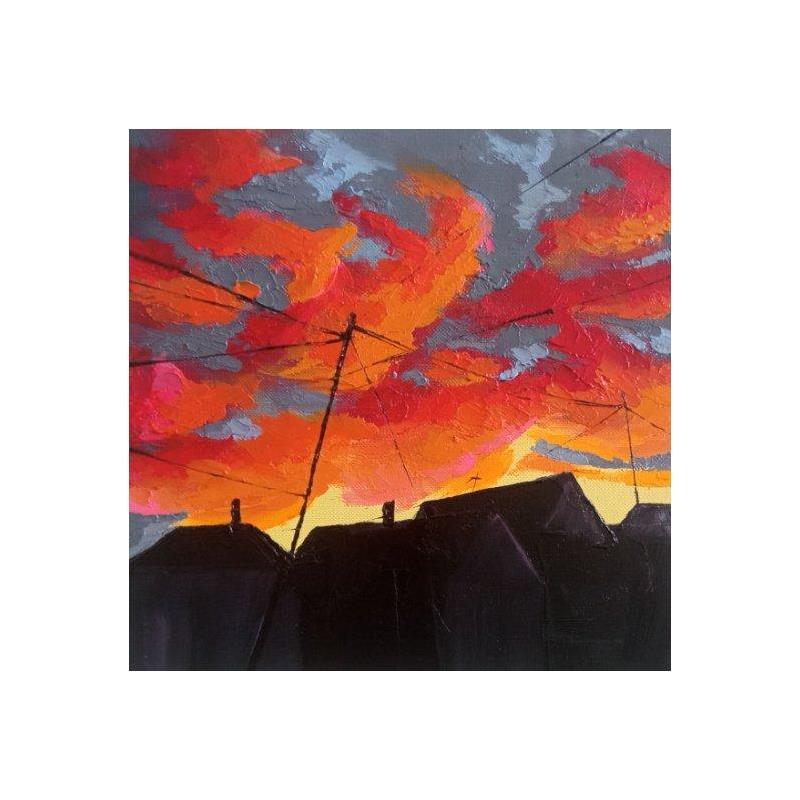Gemälde Hot cloud von Chen Xi | Gemälde Figurativ Landschaften Urban Öl