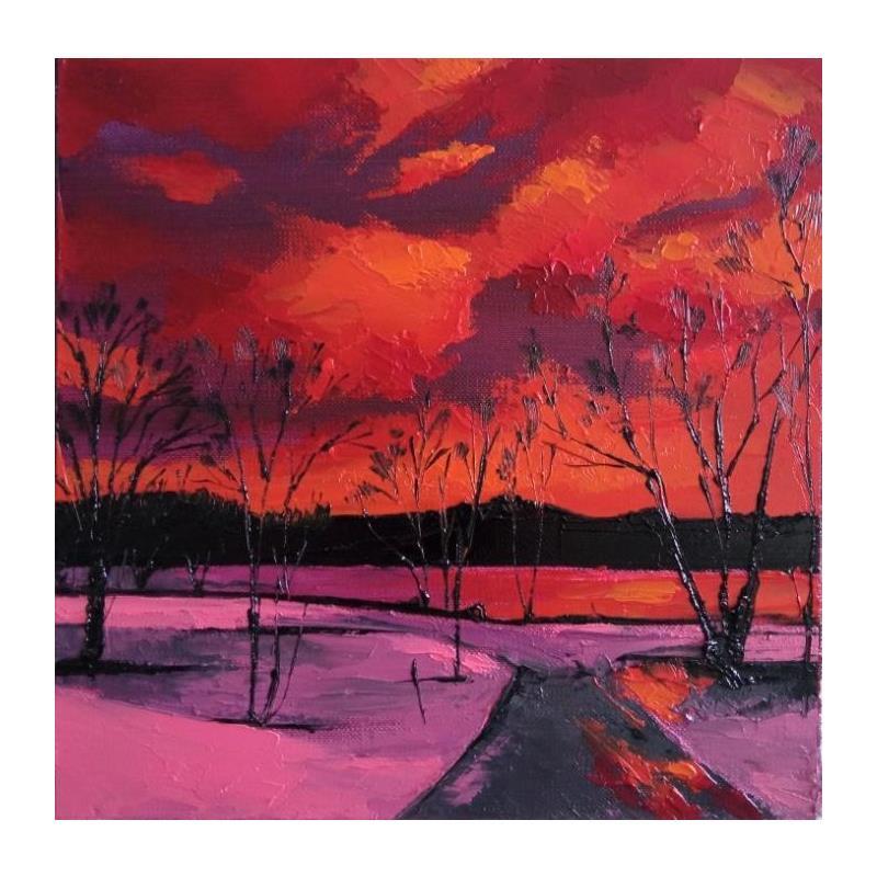 Gemälde The woods at sunset 2 von Chen Xi | Gemälde Figurativ Landschaften Öl