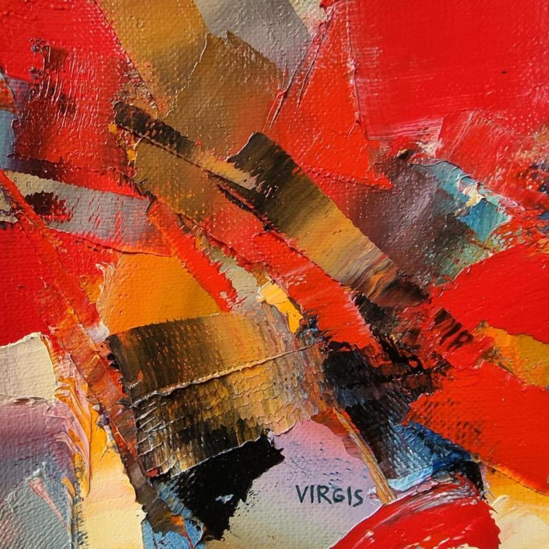 Peinture Red evening par Virgis | Tableau Abstrait Huile minimaliste
