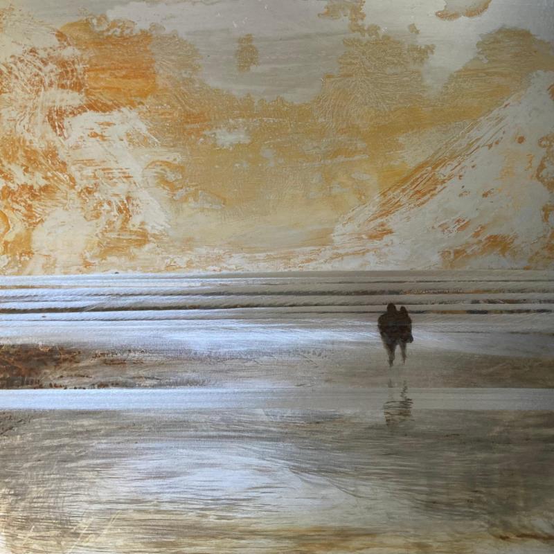 Painting Soir d'automne plage des trois digues by Mahieu Bertrand | Painting Raw art Metal Marine