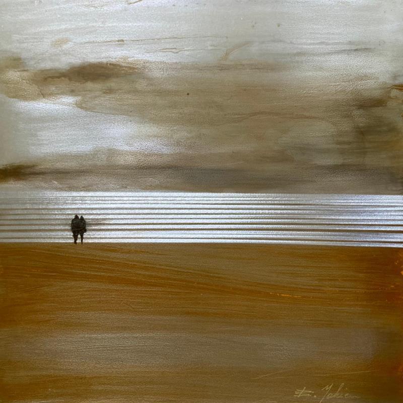 Painting Nocturne plage des trois digues by Mahieu Bertrand | Painting Raw art Metal Marine