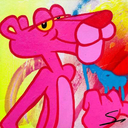 Peinture PINK PANTHER LIVE par Mestres Sergi | Tableau Pop-art Carton, Graffiti Icones Pop
