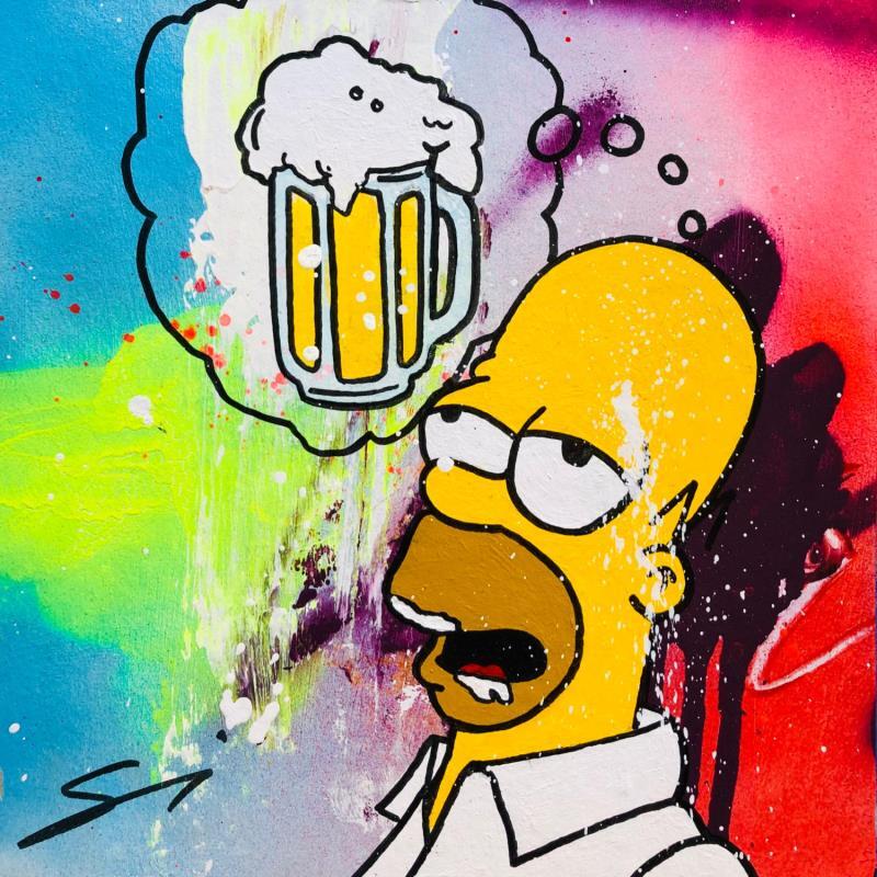 Painting I WANT ANOTHER BEER by Mestres Sergi | Painting Pop-art Pop icons Graffiti Cardboard