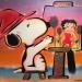 Gemälde Snoopy Malibu von Kedarone | Gemälde Pop-Art Pop-Ikonen Graffiti Posca