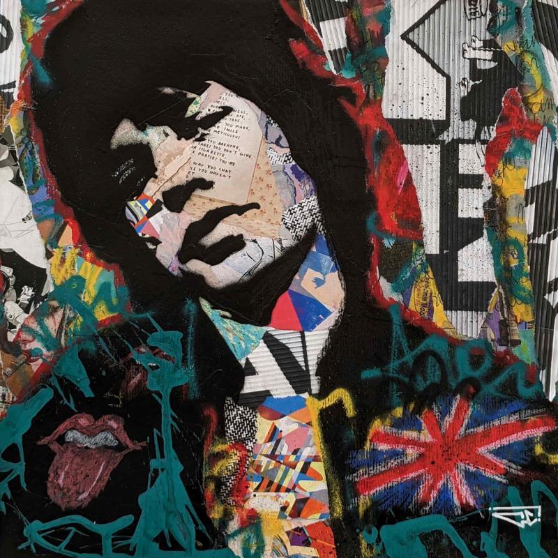 Painting Mick Jagger by G. Carta | Painting Pop-art Pop icons Graffiti Acrylic Gluing