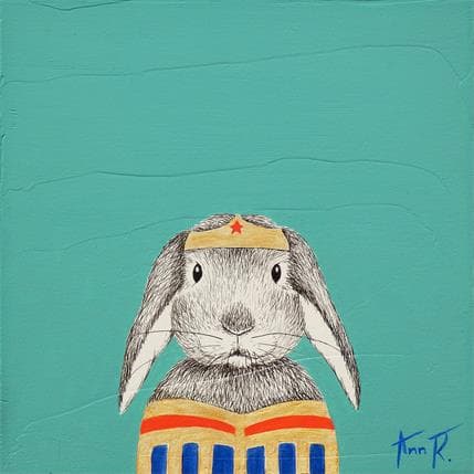 Painting WONDER RABBIT by Ann R | Painting Illustrative Mixed Animals, Portrait
