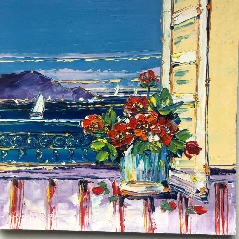 Gemälde Fenêtre avec vue von Corbière Liisa | Gemälde Figurativ Landschaften Öl