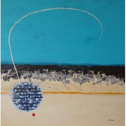 Peinture abstract turquoise F 5 par Wilms Hilde | Tableau Abstrait Collage minimaliste