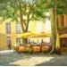 Gemälde Les  parasoleils jaunes sur la place von Dontu Grigore | Gemälde Figurativ Urban Öl