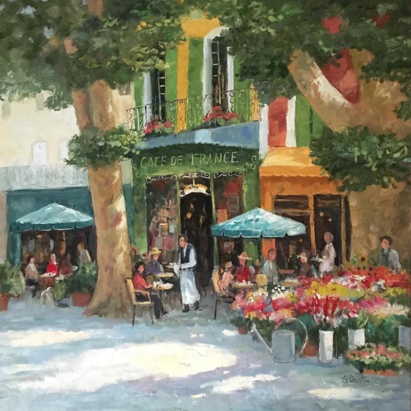 Painting Café de France by Dontu Grigore | Painting Figurative Oil Urban