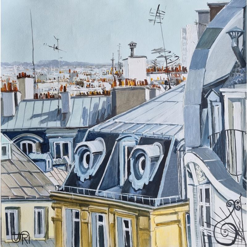 Painting Rooftops of paris by Rasa | Painting Figurative Acrylic Architecture