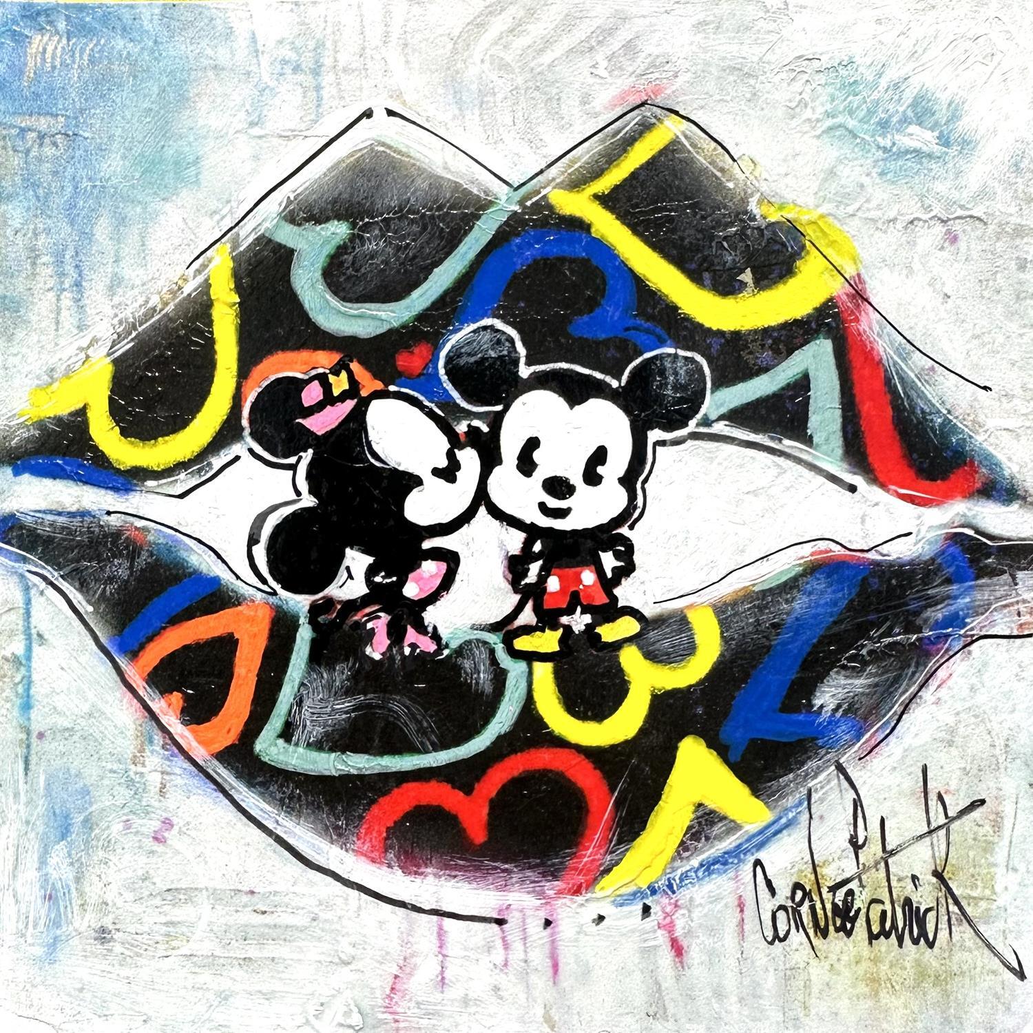 Mickey and minnie kissing, Mickey, Pop art drawing