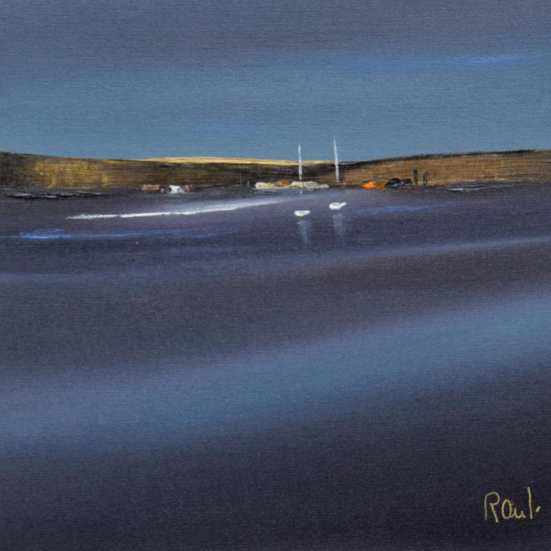 Painting Ambiance marine nocturne 48 by Roussel Marie-Ange et Fanny | Painting Figurative Oil Marine