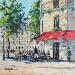 Painting TERRASSE ILE SAINT LOUIS by Euger | Painting Figurative Landscapes Urban Life style Oil Acrylic