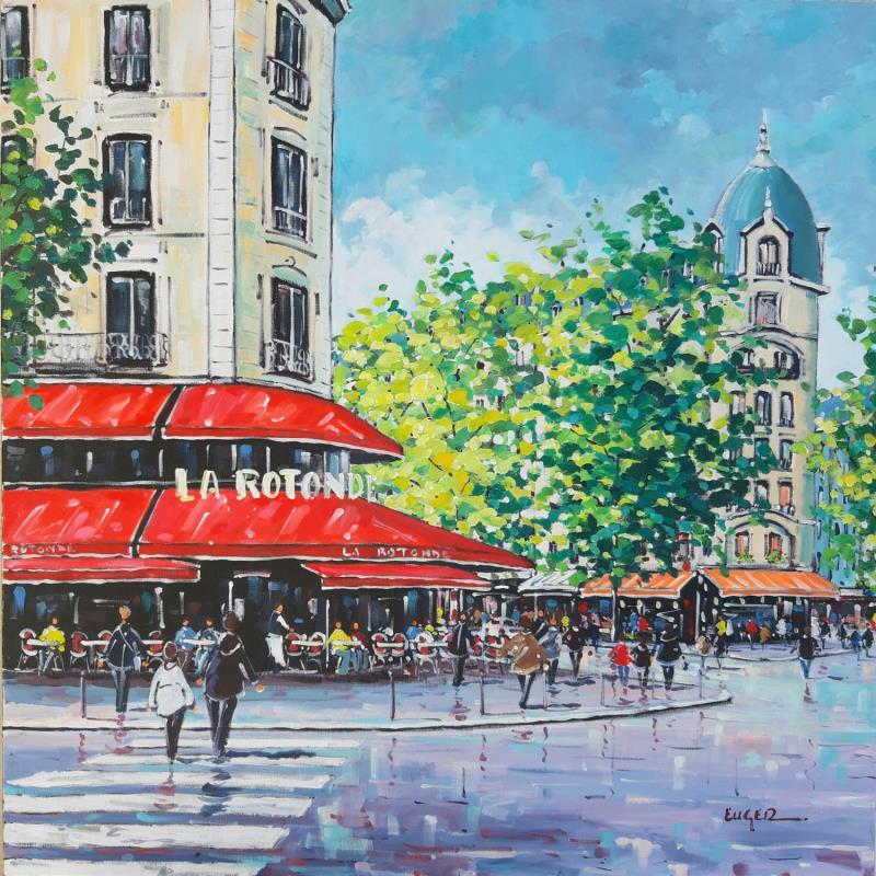 Painting LA ROTONDE A PARIS by Euger | Painting Figurative Acrylic, Oil Landscapes, Life style, Urban