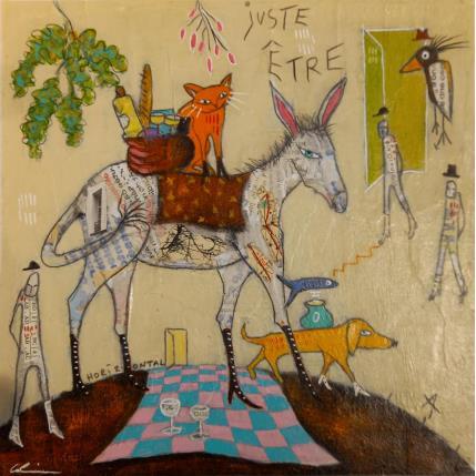 Gemälde Juste être # 2 von Colin Sylvie | Gemälde Art brut Acryl, Collage, Pastell Tiere