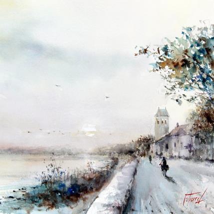 Painting La route à Saumur by Gutierrez | Painting Impressionism Watercolor Landscapes