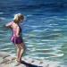 Peinture La fille sur les rochers par Alice Roy | Tableau Figuratif Enfant Acrylique