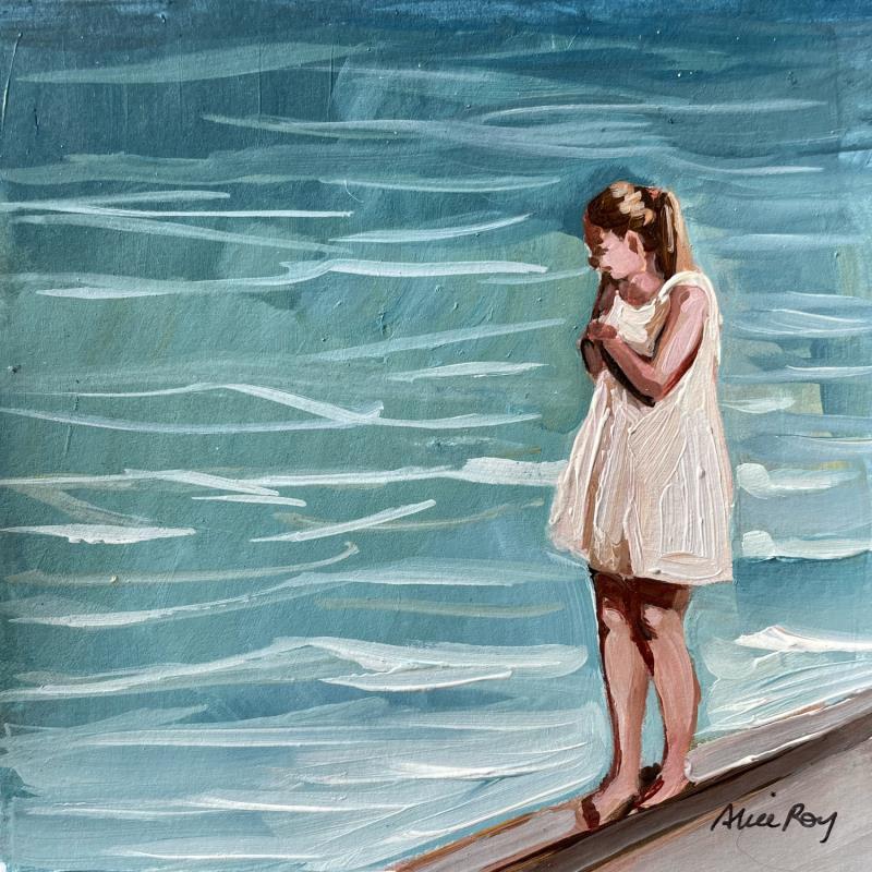 Painting La fille à la robe blanche by Alice Roy | Painting Figurative Acrylic Child