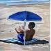 Painting L'homme sous le parasol by Alice Roy | Painting Figurative Life style Acrylic