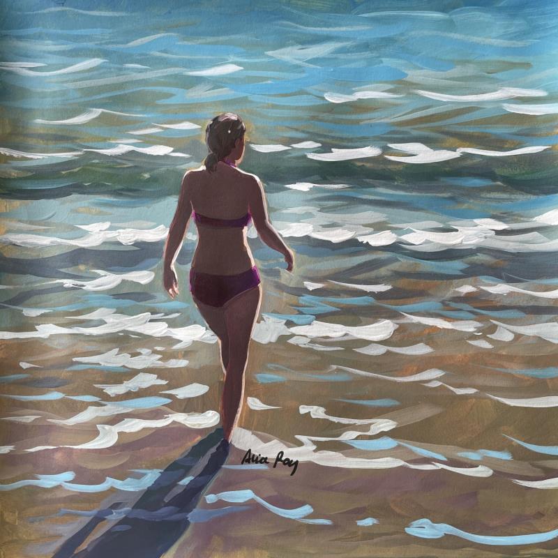 Peinture La femme qui va se baigner par Alice Roy | Tableau Figuratif Scènes de vie