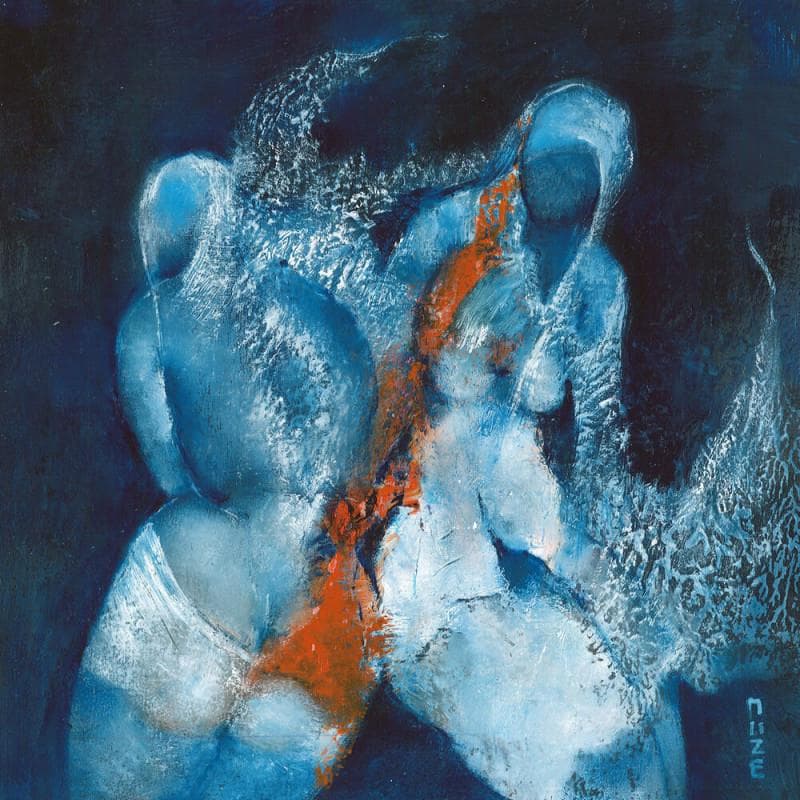 Painting Lien orange by Muze | Painting Figurative Nude