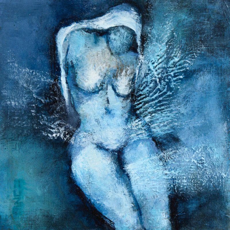 Painting Jeune fille au voile blanc by Muze | Painting Figurative Nude Oil