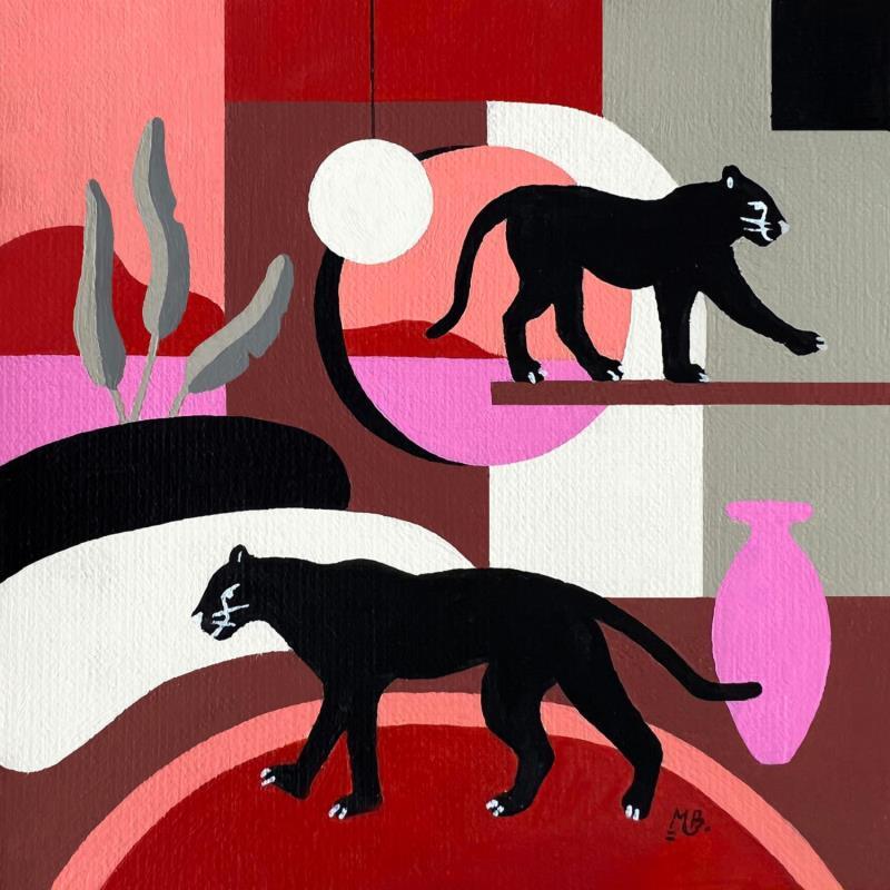 Painting Leopard Noir by Birsak Mariah | Painting Figurative Acrylic Animals, Still-life, Urban