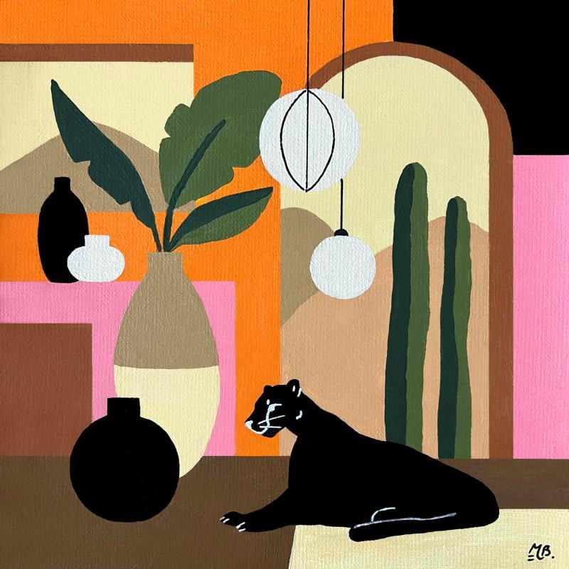 Gemälde Leopard Noir 10.0 von Birsak Mariah | Gemälde Figurativ Acryl Natur, Pop-Ikonen, Stillleben, Tiere
