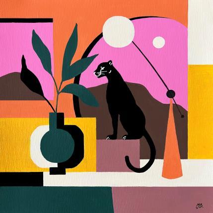 Gemälde Leopard Noir 13.0 von Birsak Mariah | Gemälde Figurativ Acryl Stillleben, Tiere, Urban