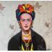 Peinture Frida Kahlo par Hernandez Abelardo | Tableau Figuratif Matiérisme Icones Pop Bois Upcycling