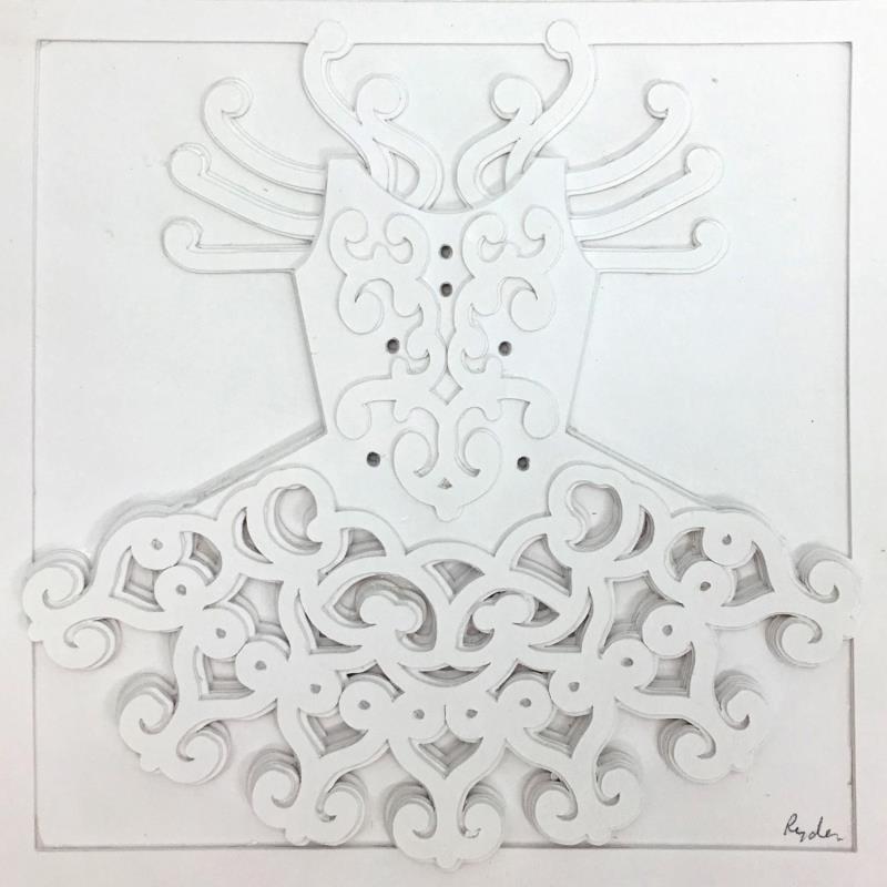 Peinture Tutu three par Ryder Susan | Tableau Matiérisme Musique Mode Minimaliste Collage Papier