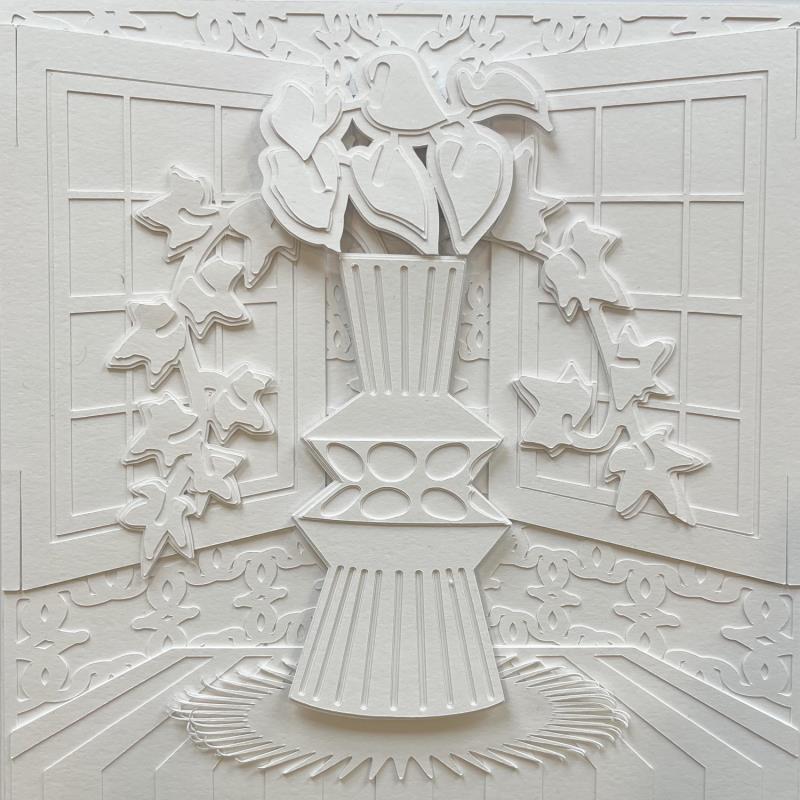 Peinture Favorite vase with ivy par Ryder Susan | Tableau Matiérisme Natures mortes Collage Papier