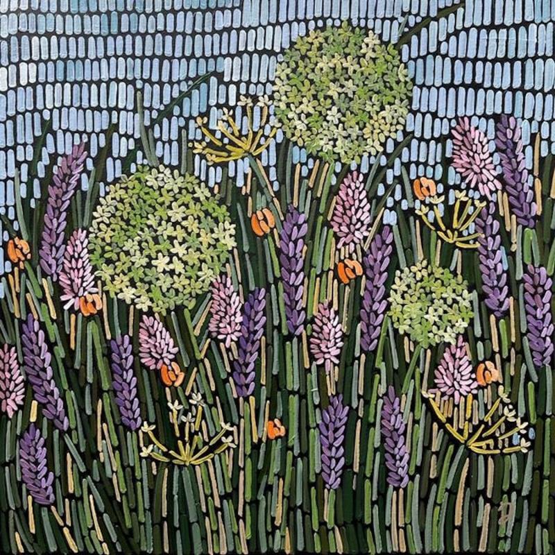 Painting Lavander and herbs by Daria Dmitrieva | Painting Abstract Acrylic Nature