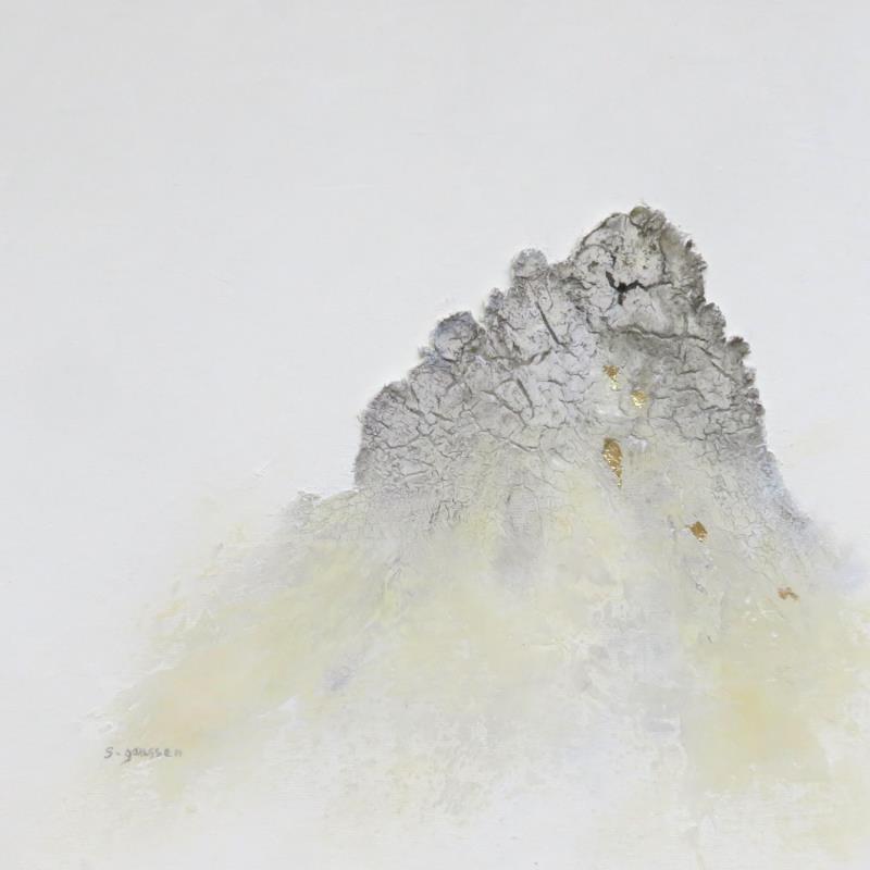 Peinture Douce par Gaussen Sylvie | Tableau Abstrait Paysages Nature Minimaliste Huile Feuille d'or