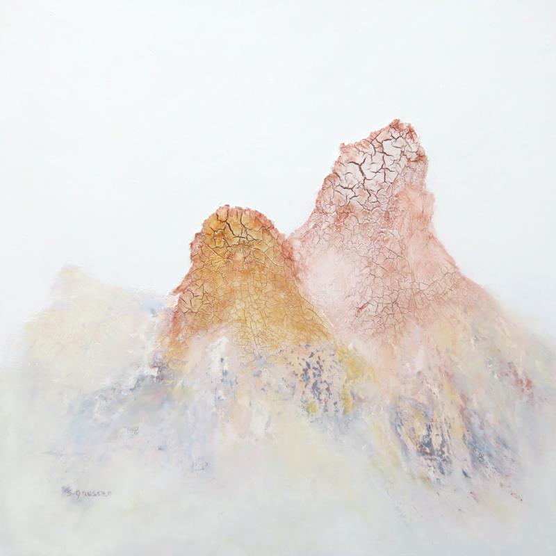 Peinture Majestueux sommets par Gaussen Sylvie | Tableau Abstrait Paysages Nature Minimaliste Huile