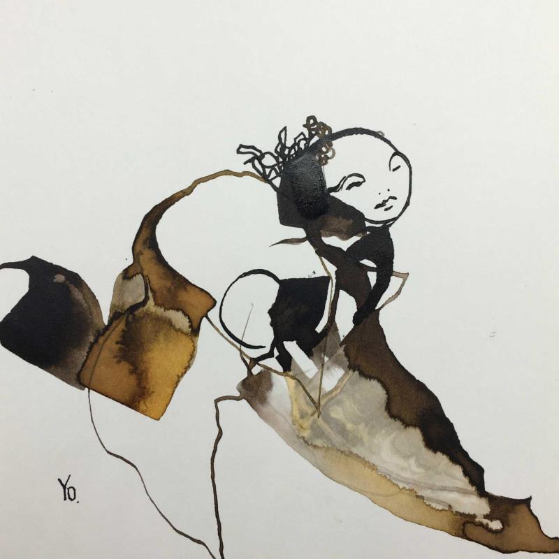 Painting Nu brun 1 by YO | Painting Figurative Nude Ink