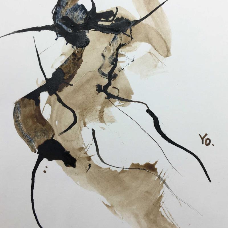 Painting nu brun 2 by YO | Painting Figurative Nude Ink
