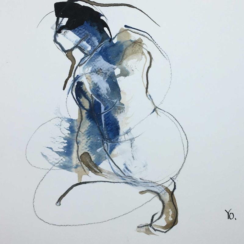 Painting Un peu le blues by YO | Painting Figurative Ink Nude