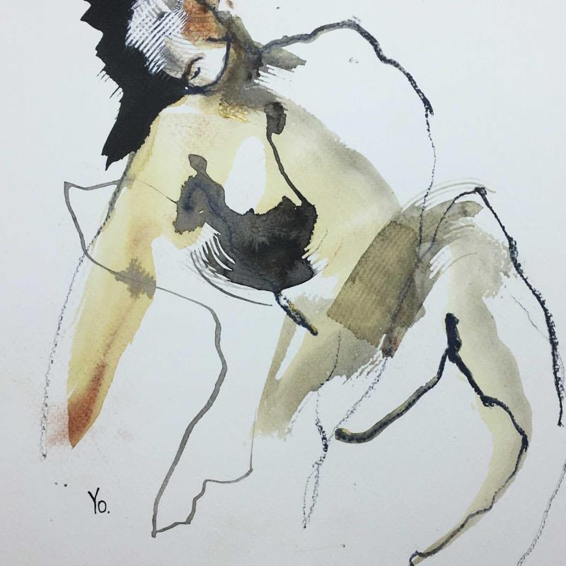 Painting Le feu dans ma tête by YO | Painting Figurative Nude Ink
