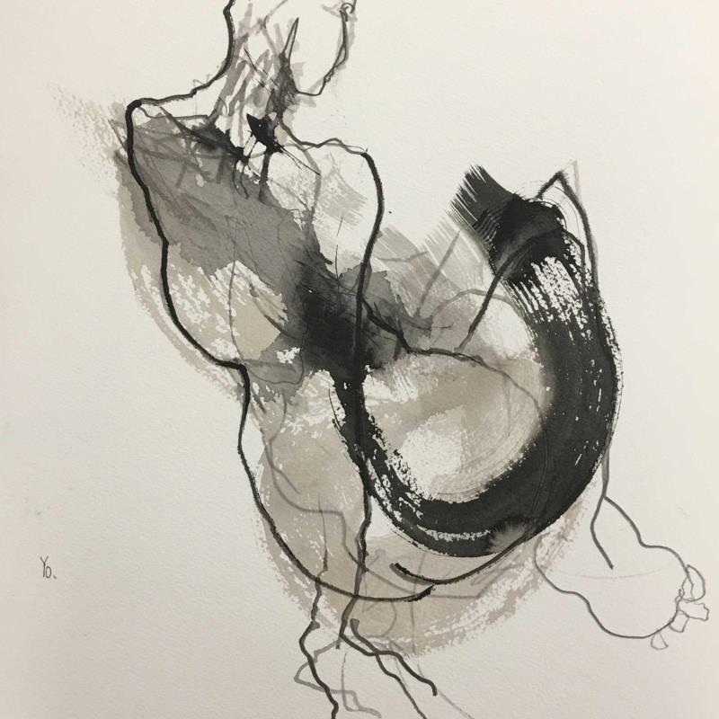 Painting Pour chaque seconde passe avec toi by YO | Painting Figurative Ink Nude