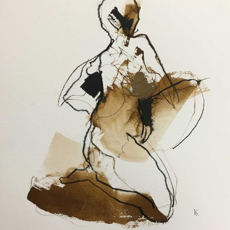 Painting Mon coeur immobile by YO | Painting Figurative Nude Ink
