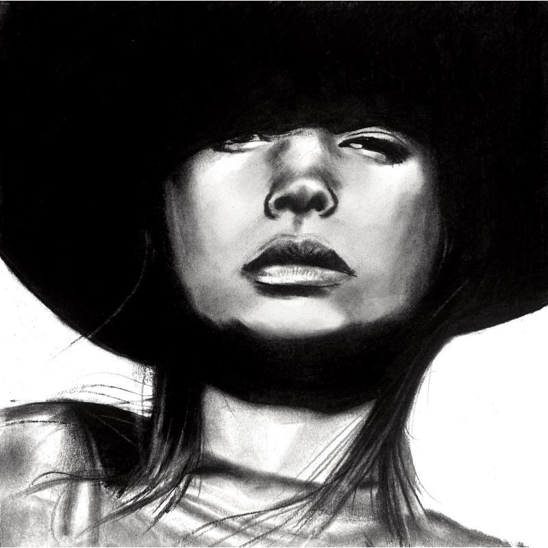 Painting hat by Stoekenbroek Denny | Painting Figurative Black & White, Life style, Pop icons, Portrait