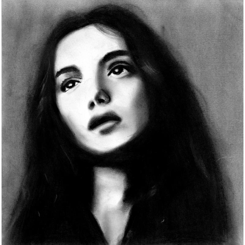Peinture Maria par Stoekenbroek Denny | Tableau Figuratif noir & blanc, Portraits