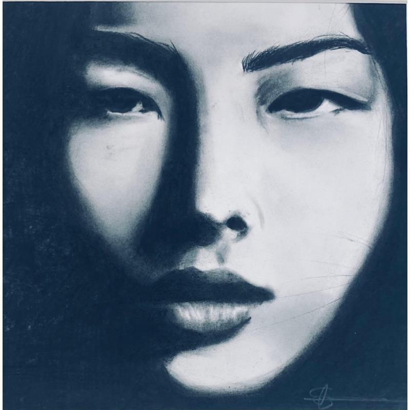 Painting out of the dark by Stoekenbroek Denny | Painting Figurative Portrait Black & White Charcoal